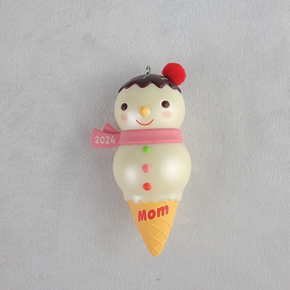 Hallmark Keepsake 2024 Mom Snowman Ice Cream Cone Ornament Azusa Omura QGO2924